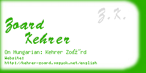 zoard kehrer business card